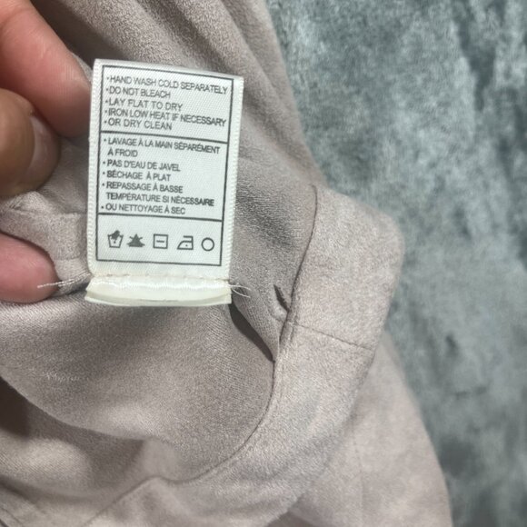 BB Dakota Jacket Womens Medium Beige Faux Suede Drape Front Pockets Casual - Picture 4 of 8